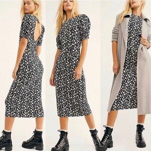 Free People Black and White Floral Midi Dress